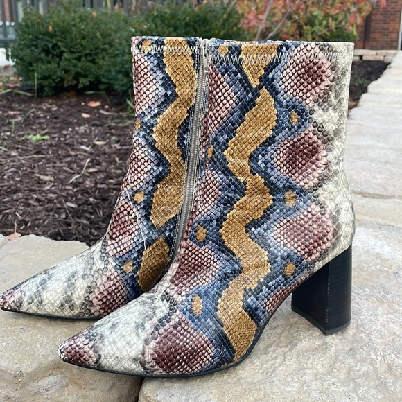Jeffrey Campbell Shoes - Jeffrey Campbell Coma Multi Color Snake Print Bootie Size 8.5